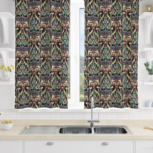 Brown Paisley Damask Pattern Window Curtains Custom Size Available