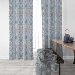 Pale Blue Boho Pattern Window Curtains Custom Size Available