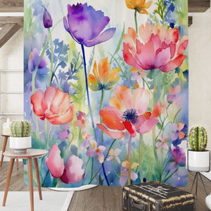 Multicolor Poppy Floral Shower Curtain