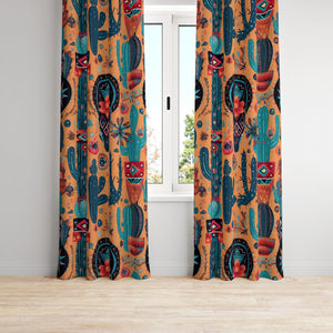 Southwestern Cactus Desert Window Curtains