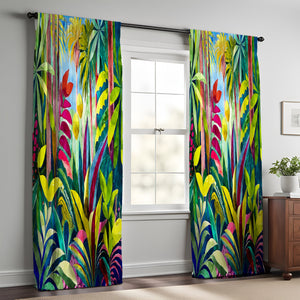 Tropical Funky  Foliage Window Curtains