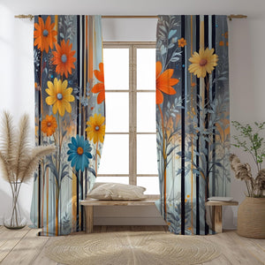 Modern Floral Window Curtains Many Options