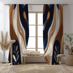 Warm Tones Abstract Pattern Window Curtains Many Options