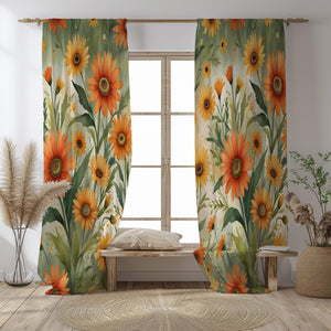 Painted Daisy Floral Window Curtains Many Options
