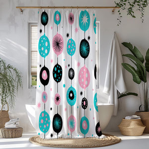 Mid Century Modern Atomic Shower Curtain: Retro Bath Decor