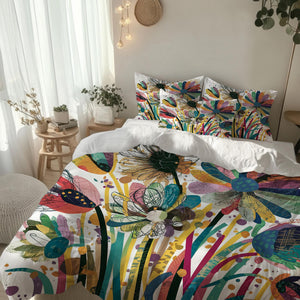 Wildflower Floral Bedding Set Duvet Cover • Cottagecore Botanical Bedroom Decor
