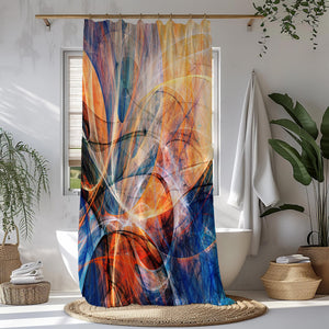Abstract Shower Curtain Optional Towels and Mat Set