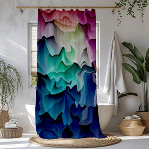 Abstract Illusion Shower Curtain Optional Towels and Mat Set