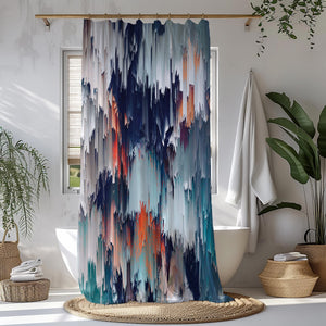 Sea Tones Abstract Shower Curtain Optional Towels and Mat Set