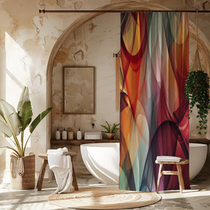 Earth Swirls Shower Curtain Optional Towels and Mat Set