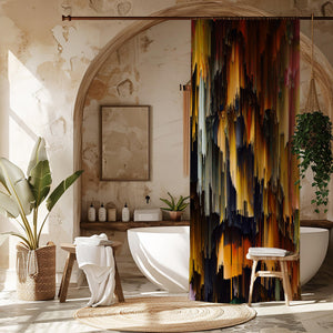 Earth Colors Abstract Shower Curtain Optional Towels and Mat Set