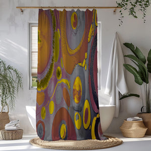 Modern Circles  Abstract Shower Curtain Optional Towels and Mat Set