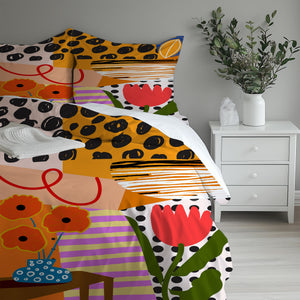 Memphis Floral Microfiber  Duvet Cover