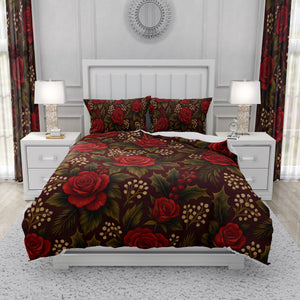 Yuletide Rose Duvet Cover or Bedding– Holiday Floral Bedding