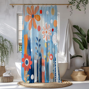 Abstract Floral Shower Curtain – Colorful Boho Art for Modern & Maximalist Bathrooms