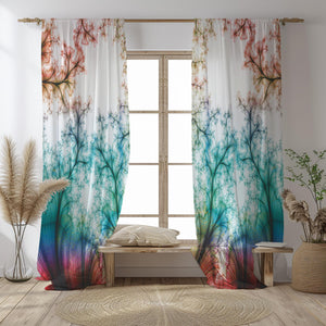 Boho Whispers Window Curtains Soft Abstract Botanical Drapes Blackout or Sheer Panels Folk and Funky