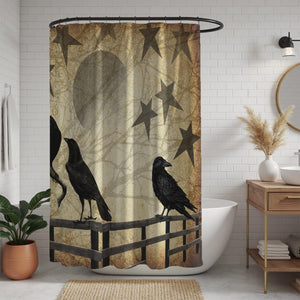 Americana Crow Shower Curtain – Rustic Farmhouse Bathroom Decor