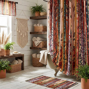 Boho Chic Shower Curtain Gypsy Spirit Bathroom Decor   Bohemian Style Optional Matching Towels & Bath Mat