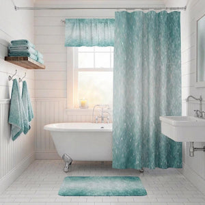 Bokeh Lights Shower Curtain - Optional Set & Accessories - Aqua Blue Bathroom Decor