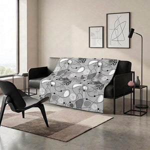 Gray Midcentury Atomic Blanket  Retro Sherpa Throw