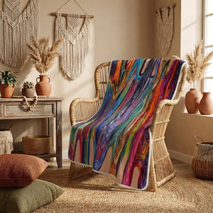 Boho Hippie Swirls Sherpa Blanket – Colorful Psychedelic Throw, Groovy Decor