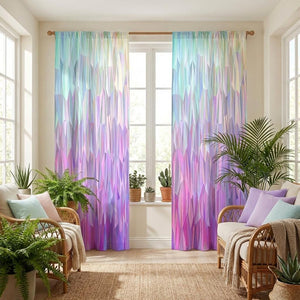 Gradient Pastel Window Curtains Abstract Diamond Pattern