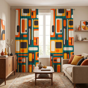 Mid Century Modern Window Curtains Retro Abstract