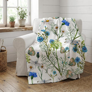 Butterfly & Dragon Floral Sherpa Fleece Blanket